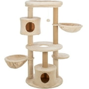 TRIXIE Anna Plush & Jute 50" Cat Tree Scratching Posts Condos Hammocks Perches Cat Toy, Beige