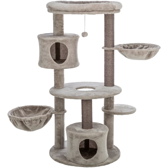 TRIXIE Anna Plush & Sisal 50" Cat Tree Scratching Posts Condos Hammocks Perches Cat Toy, Gray