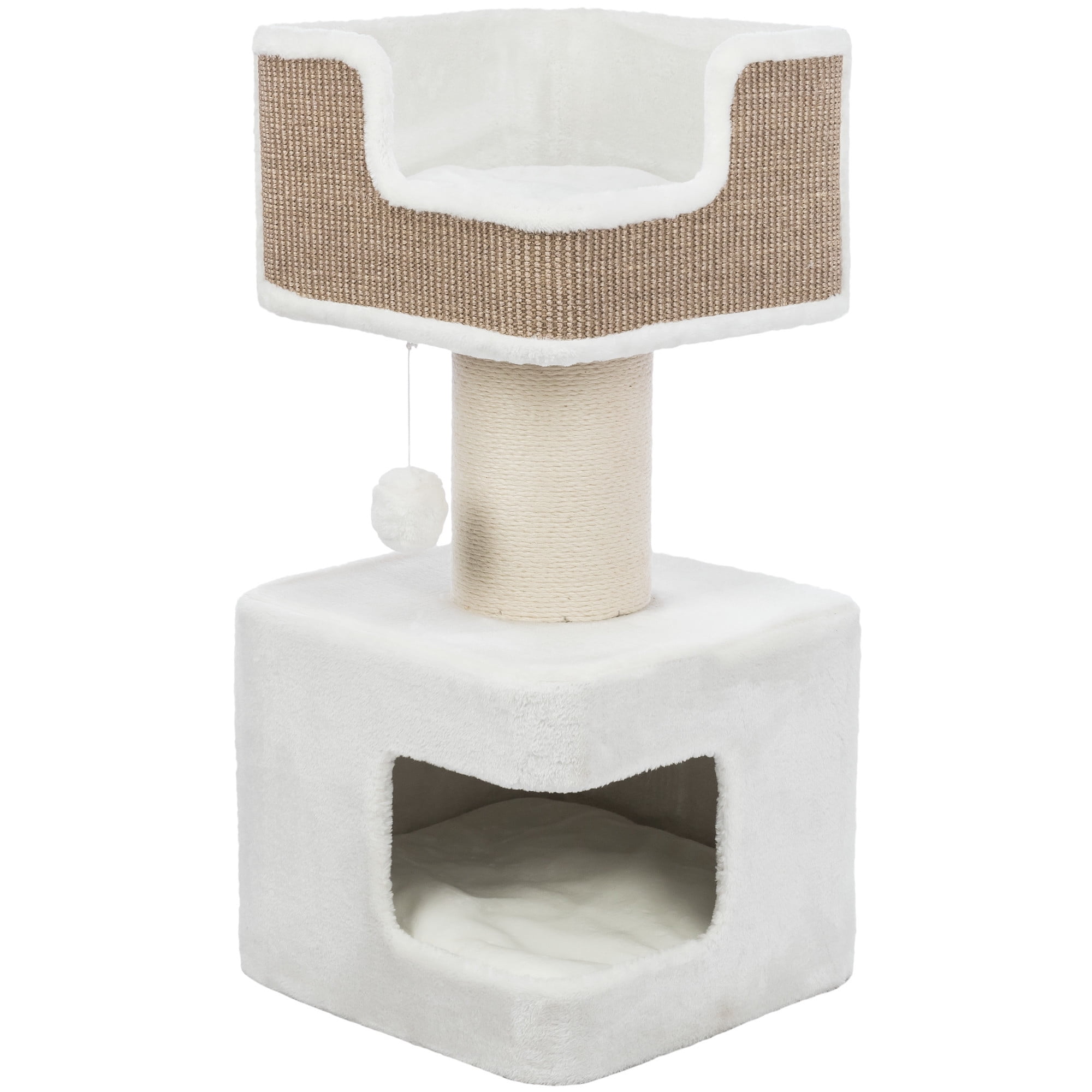 TRIXIE Ava XXL Jute & Plush 2-Level 34" Cat Tree with Scratching Post & Condo, Brown