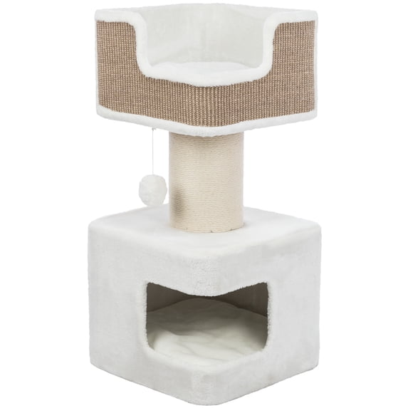 TRIXIE Ava XXL Jute & Plush 2-Level 34" Cat Tree with Scratching Post & Condo, Brown