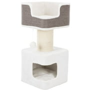 TRIXIE Ava XXL Jute & Plush 2-Level 34" Cat Tree with Scratching Post & Condo, Gray