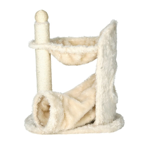 TRIXIE Baza Gandia Plush 26.8" Cat Tree with Sisal Scratching Post-Hammock & Tunnel, Cream