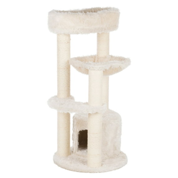 TRIXIE Baza Junior Jute & Plush 3-Level 39" Cat Tower, Scratching Posts and Condo, Cream