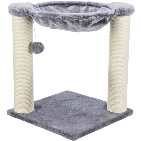 TRIXIE Baza Jute 19.7" Cat Scratching Posts with Hammock & Hanging Cat Toy, Gray