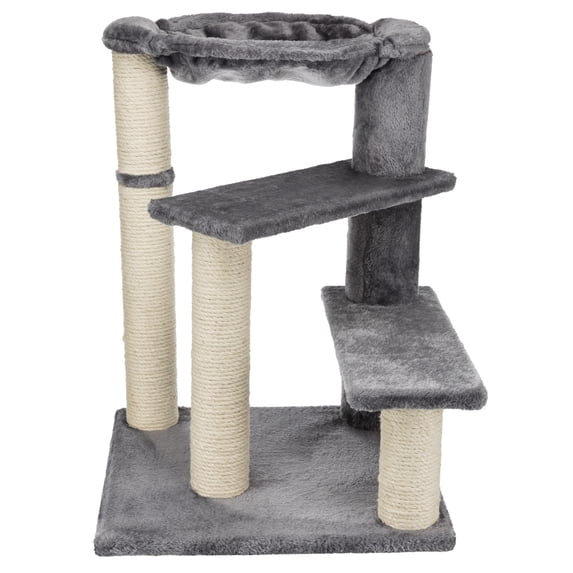 TRIXIE Baza Senior Plush & Sisal 27.6" Cat Tree Scratching Posts Hammock & Steps, Gray