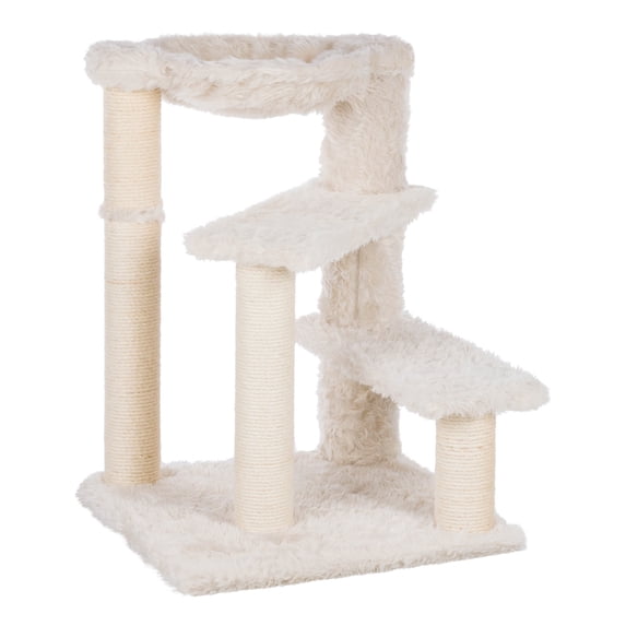 TRIXIE Baza Senior Plush & Sisal 27.6" Cat Tree Scratching Posts Hammock & Steps, Cream