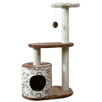TRIXIE Casta Brown Cat Tower with Scratching Posts, Condo, Two Platforms, Dangling Pom-Pom