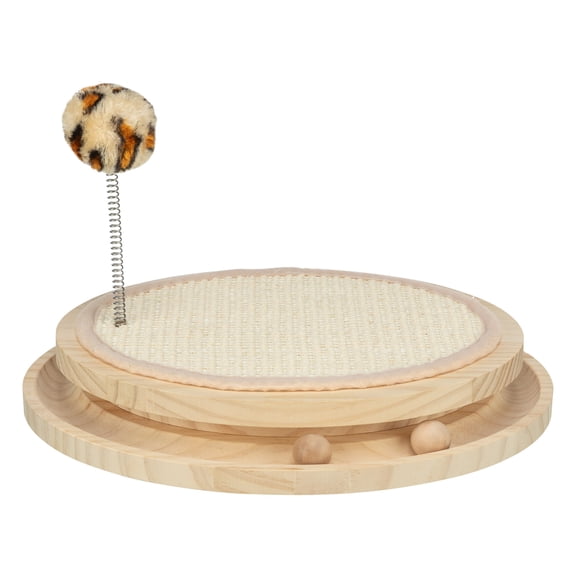 TRIXIE Cat Scratcher with Ball Track & Spring Toy | 3-in-1 Interactive Sisal Scratching Pad for Exercise, Play & Mental Stimulation