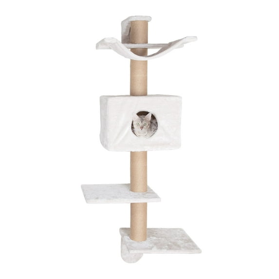 TRIXIE Dayna Jute & Plush 5-Level 60" Wall Mount Cat Tree w-Scratching Post & Condo,Greige