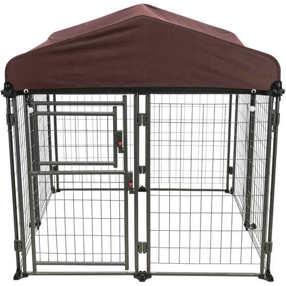 TRIXIE Deluxe Medium Expandable Metal Dog Kennel with Cover, 4x4' Wide