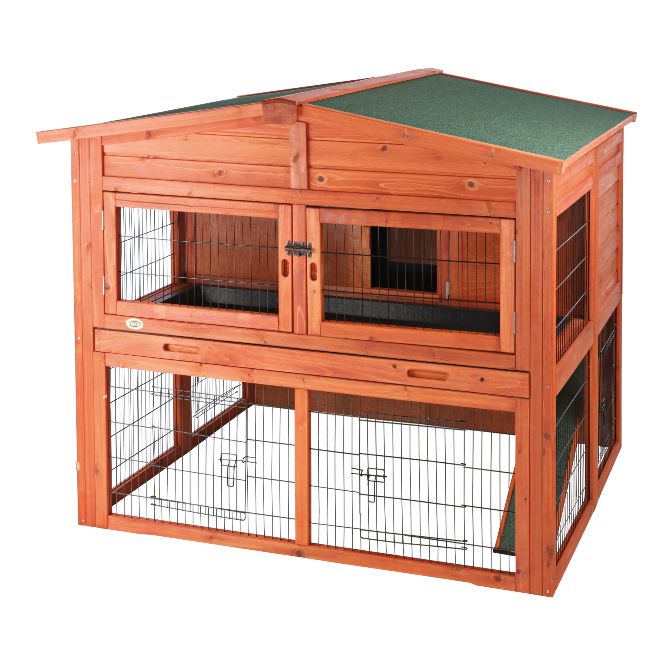 Large Two-Story Wooden Hutch for Guinea Pigs and Rabbits