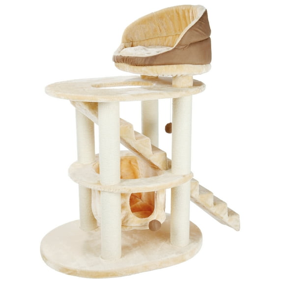 TRIXIE Elsa Senior Plush & Sisal 4-Level 43.7" Cat Tower, Scratching Posts, Hammock, Beige