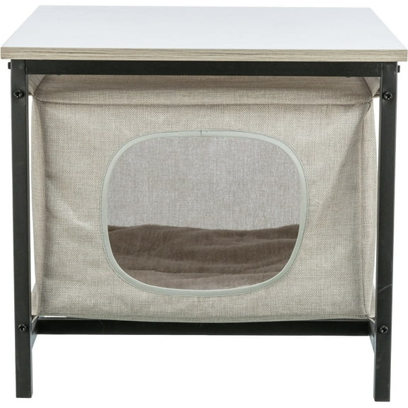 TRIXIE Emmie Indoor Cat Condo, Cat Bed Side Table, Cat Hideaway Cave with Cozy Cushion, Gray