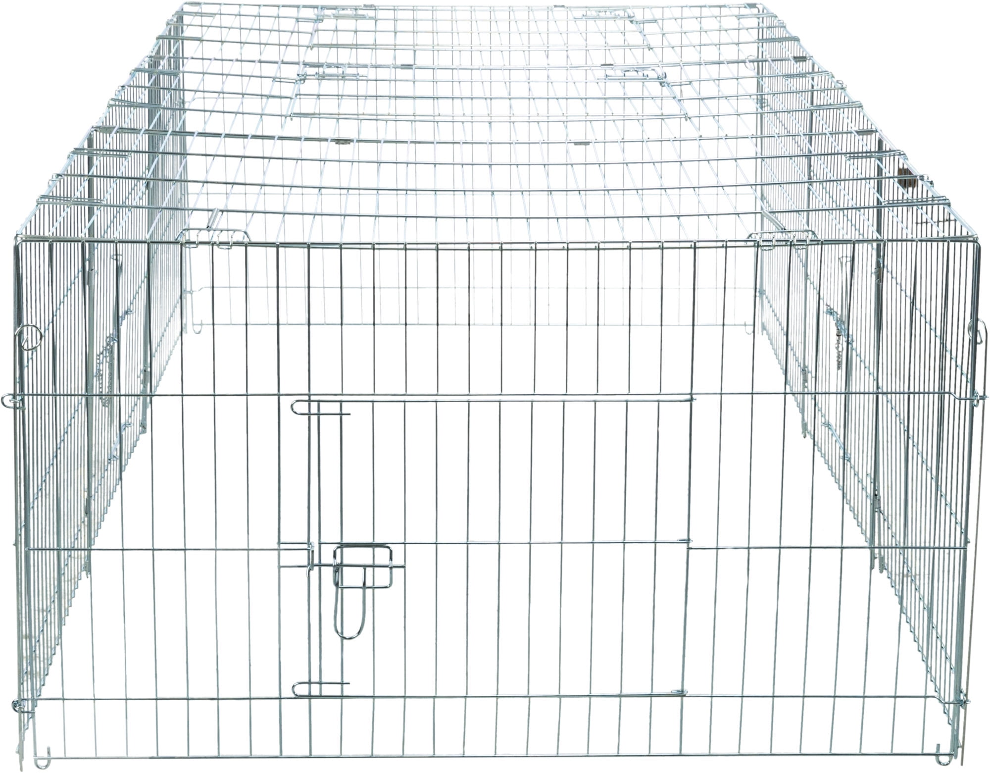 Large Silver Galvanized Metal Outdoor Rabbit Enclosure