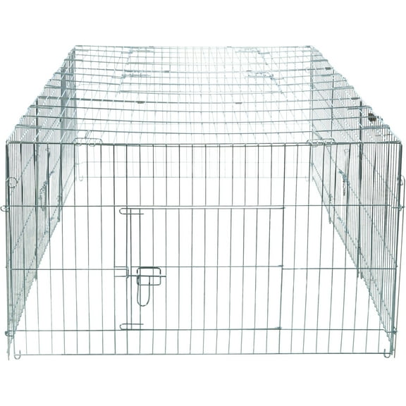 TRIXIE Enclosed Outdoor 55 cu. Ft. Galvanized Metal Small Animal Cage with 5 Doors, Silver
