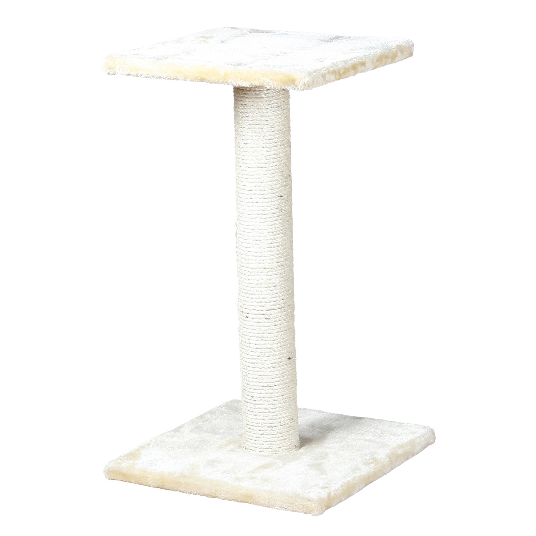 Beige Sisal Cat Scratching Post with Plush Platform