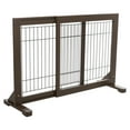 thumbnail image 1 of TRIXIE Adjustable Wooden Freestanding Pet Gate, 24" Tall Step Over, Expands to 42.5", Brown, 1 of 7