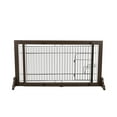 thumbnail image 1 of TRIXIE Expandable Wooden Freestanding Pet Gate with Pet Door, Expands to 71" Wide, Brown, 1 of 7