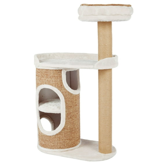 TRIXIE Falco Plush & Sisal 2-Level 46" Cat Tree, Scratching Posts & 2-Story Condo, Brown
