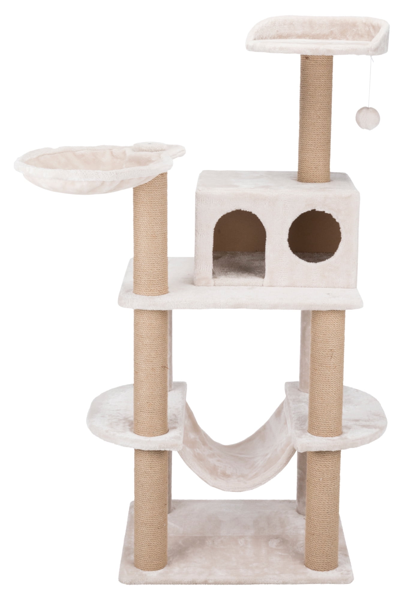Federico 56" Beige Sisal and Polyester Cat Tower with Hammock