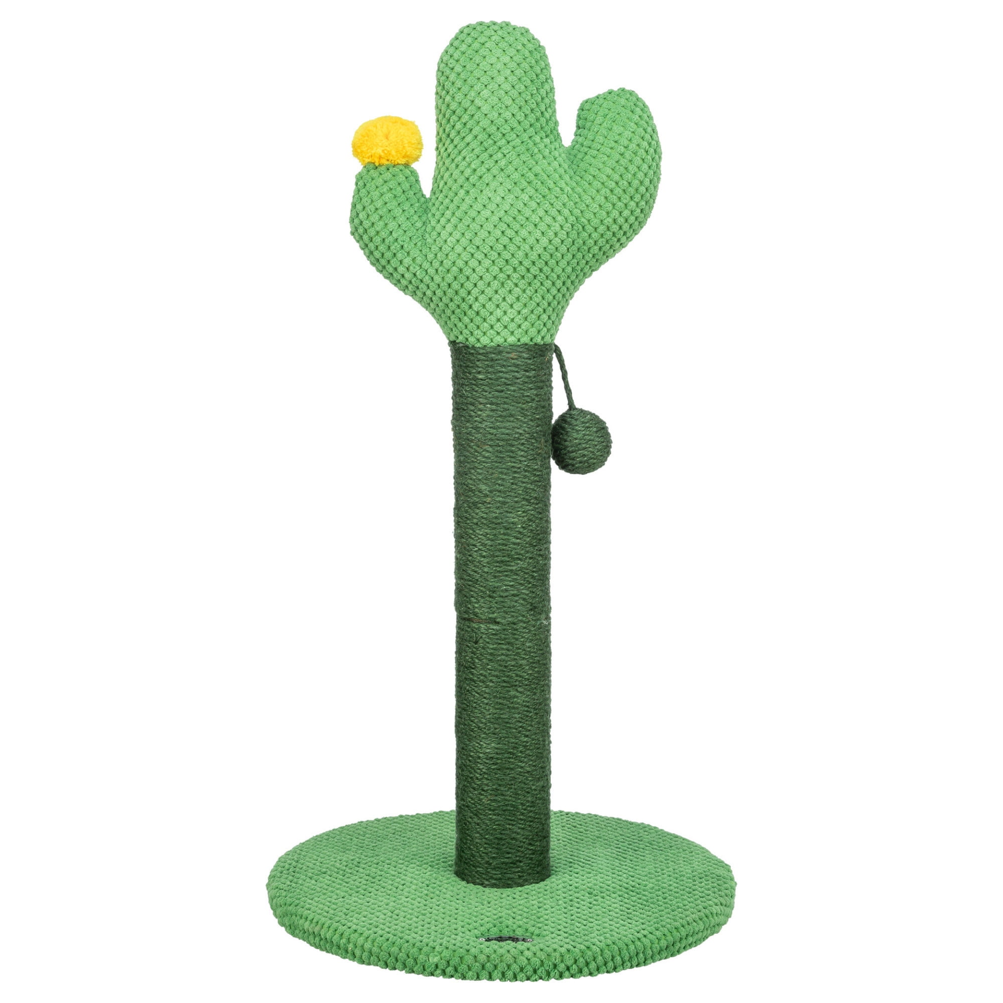 TRIXIE Fero 24" Jute Scratching Post  - Cute Whimsical Cactus Cat Tree with Dangling Toy - Indoor Cat Scratcher Furniture
