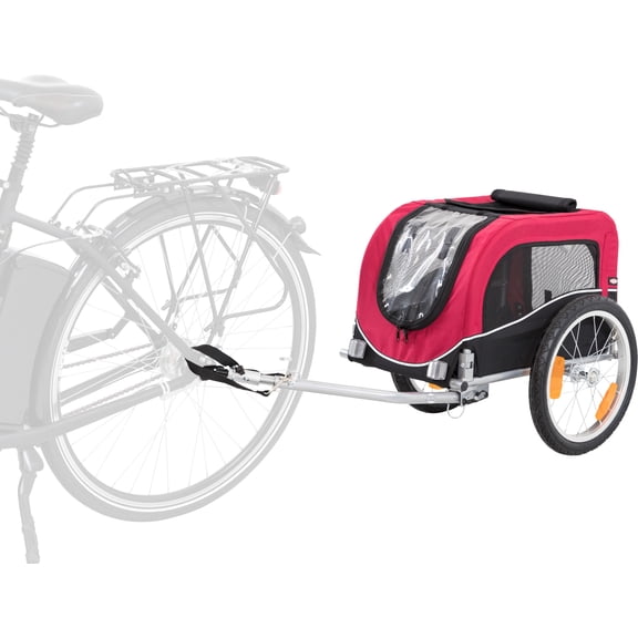 TRIXIE Foldable 2-in-1 Bicycle Trailer for Small Dogs with Windows & Large Door, Black & Red