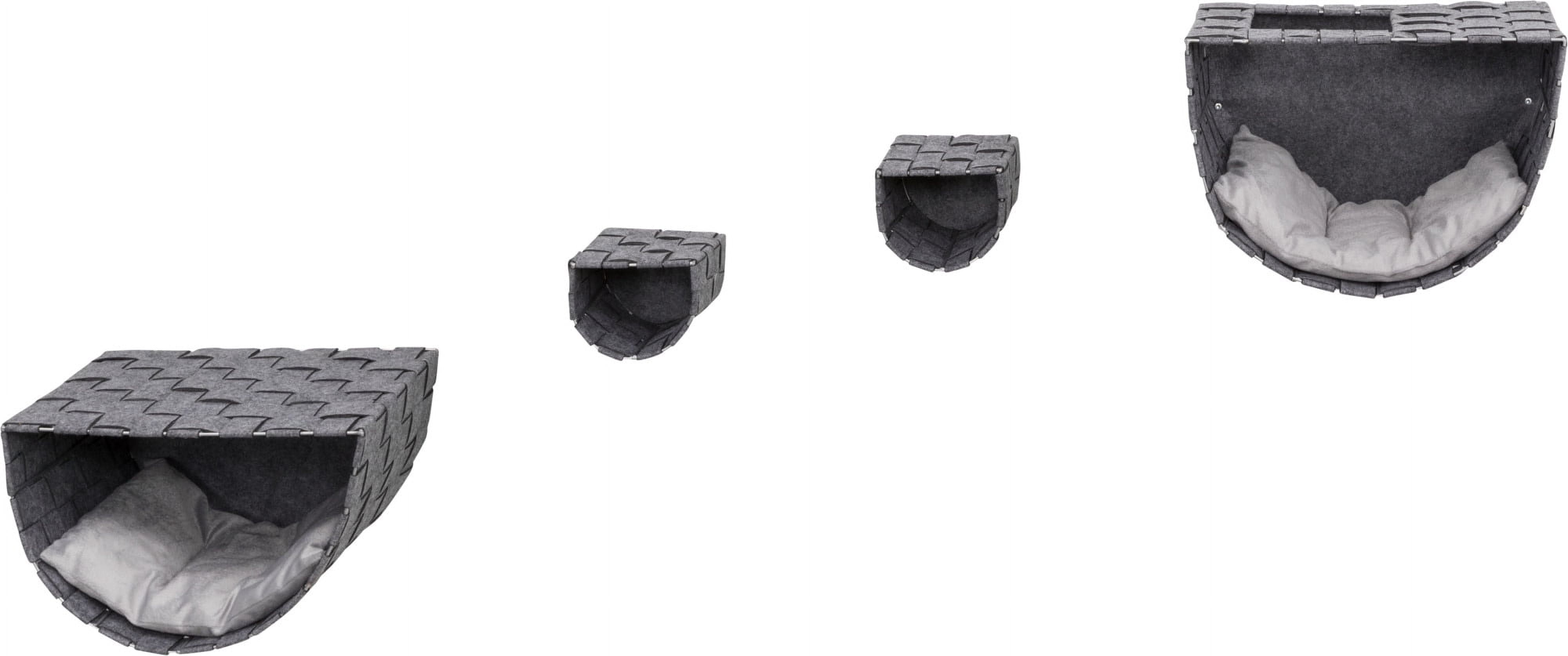 TRIXIE Frehi Wall Mount Cat Tree Set, 2 Condos and 2 Steps, Cat Furniture, Dark Gray