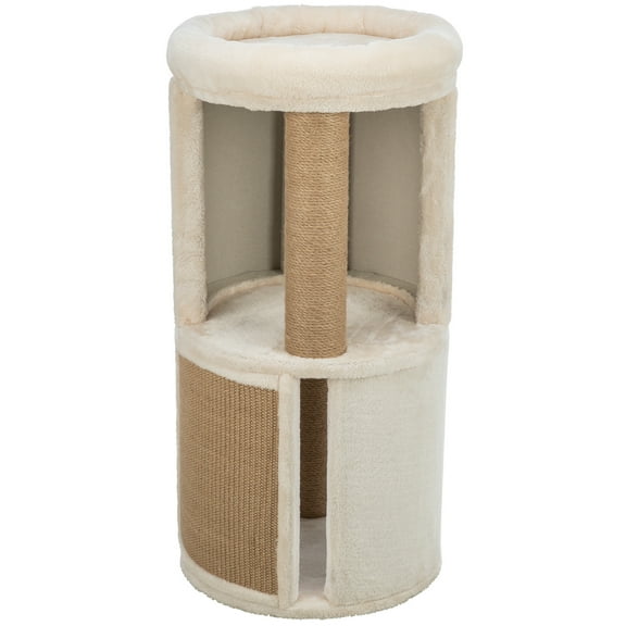 TRIXIE Giorgia Plush & Sisal 32" Cat Condo Tower, Scratching Posts with Padded Bed, Beige