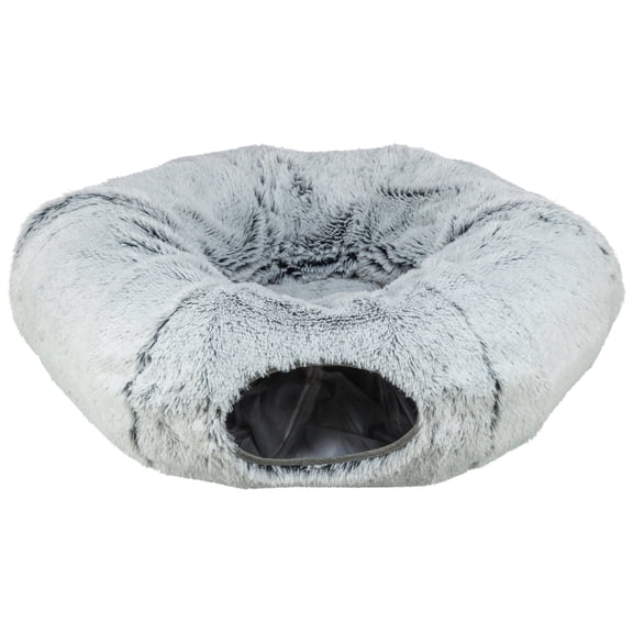 TRIXIE Harper Cat Tunnel with Plush Cushion, Adjustable Cat Play Tunnel with Toy, Foldable & Easy to Store