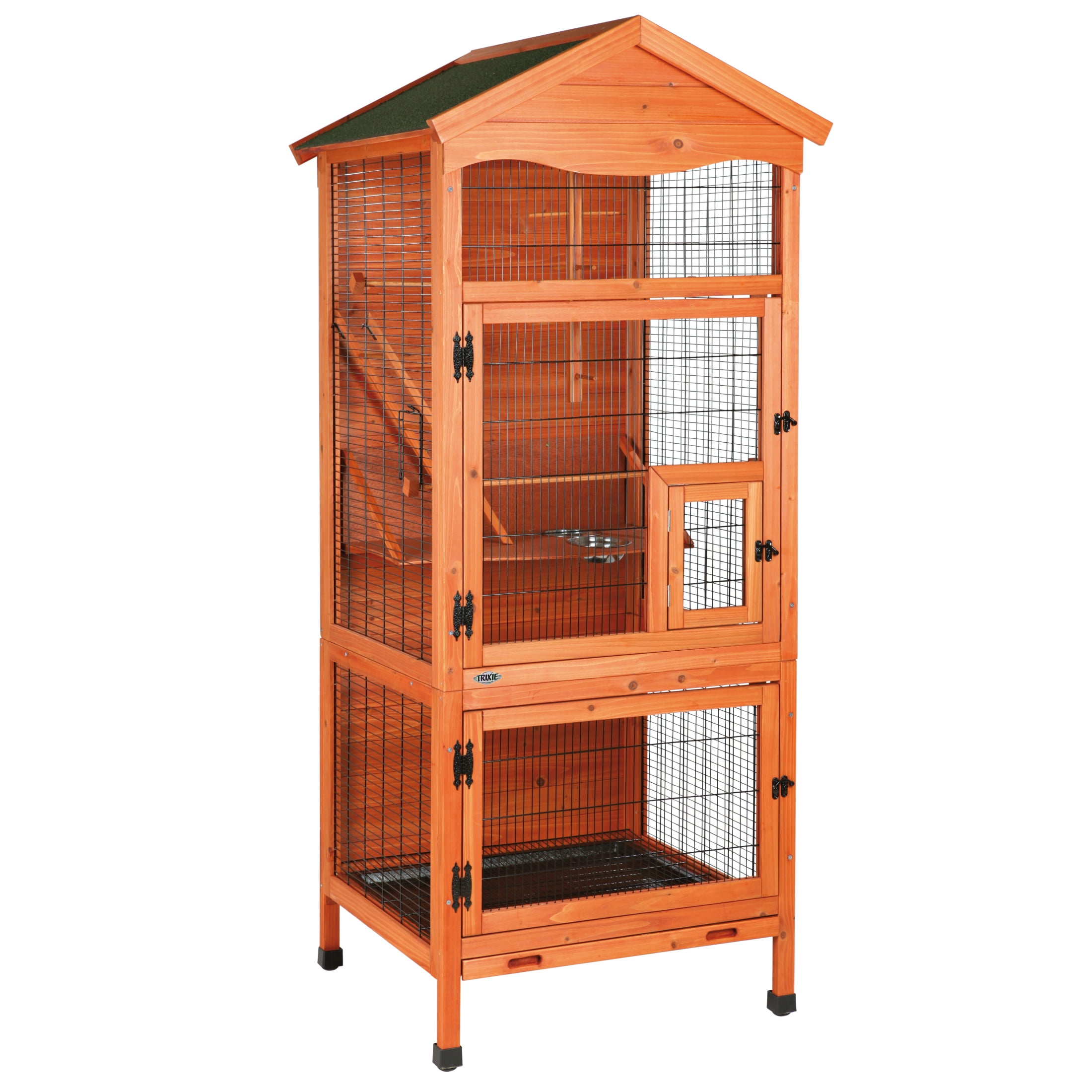 TRIXIE Large 70 Indoor Outdoor Wooden Birdcage with 3 Front Doors 2 Perches Brown Walmart