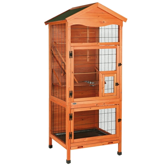 TRIXIE Large 70" Indoor-Outdoor Wooden Birdcage with 3 Front Doors & 2 Perches, Brown