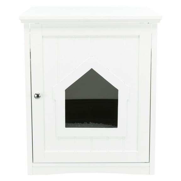 TRIXIE Litter Box Enclosure Hide Litter Boxes Storage Drawer Indoor Cat Home, Accent Table, White