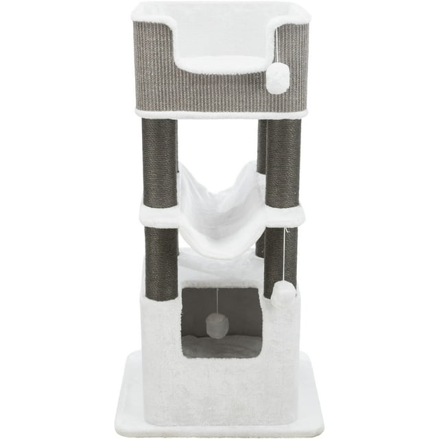 TRIXIE Lucano XXL Jute & Plush 3-Level 43.3" Cat Tree, Scratching Posts and Condo, Gray
