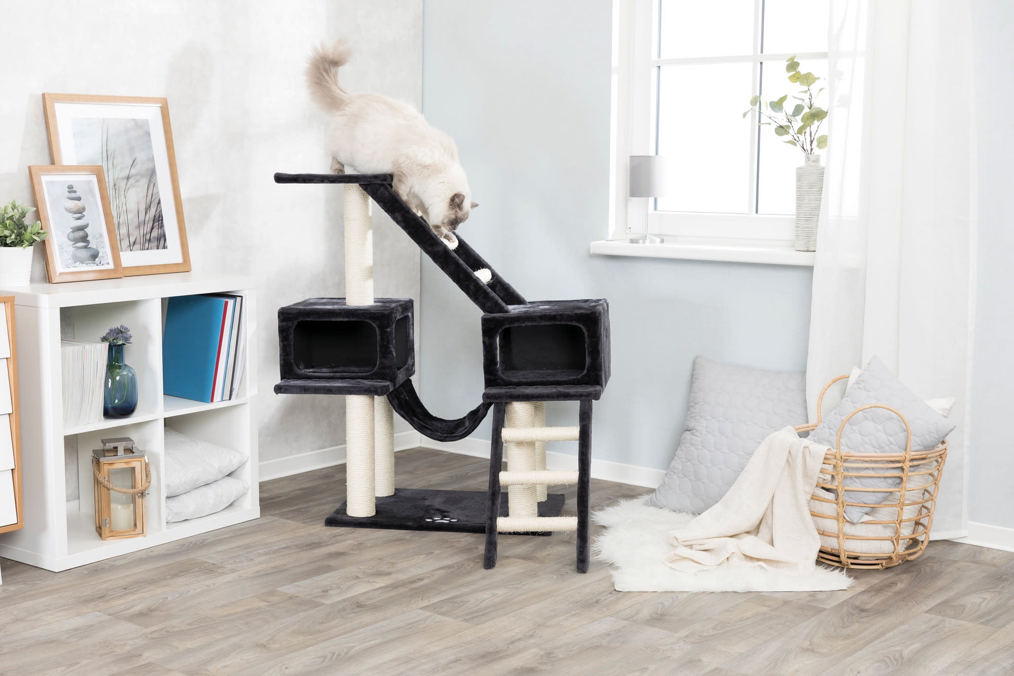 TRIXIE Malaga Plush & Sisal 3Level 43" Cat Tree with Scratching Posts