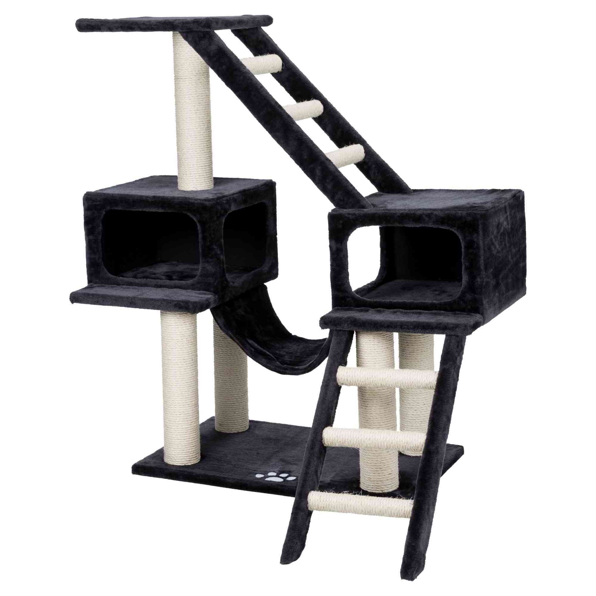 Dark Gray Sisal 3-Level Cat Tree with Condos and Ladders