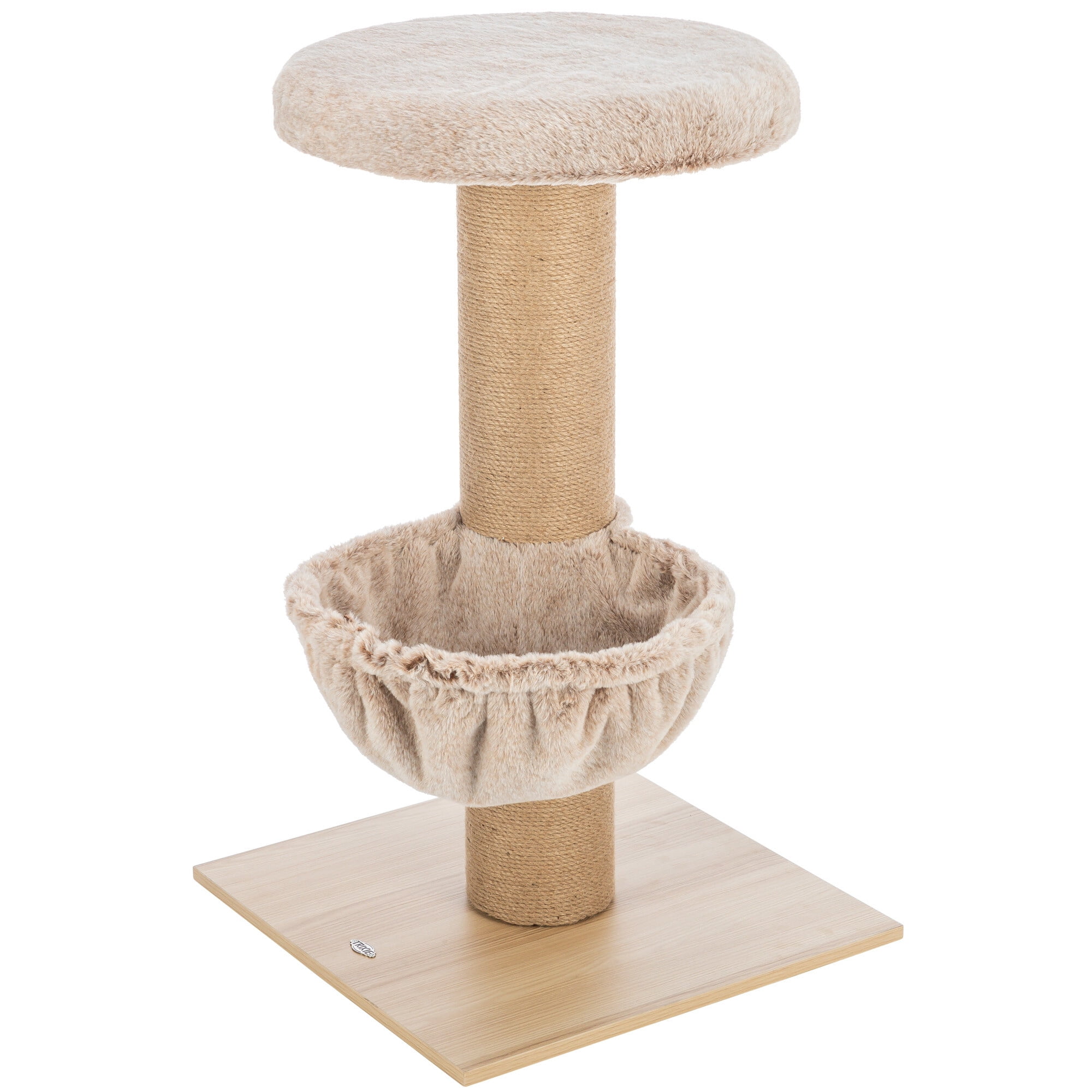 Beige Sisal and Plush 33" Cat Tree with Hammock