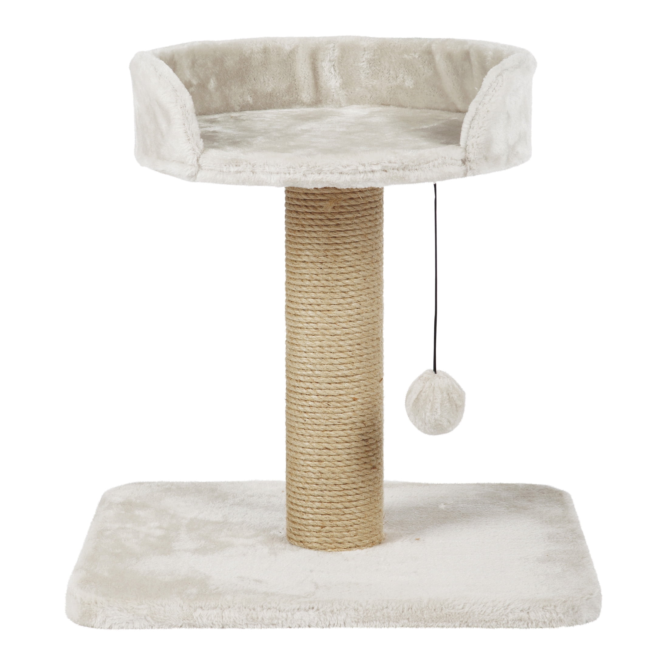 Mica 18-Inch Light Gray Sisal Cat Scratching Post with Plush Platform