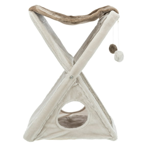 TRIXIE Miguel Fold & Store Plush & Sisal 25.5" Cat Tree, Hammock, Condo, Scratcher, Greige
