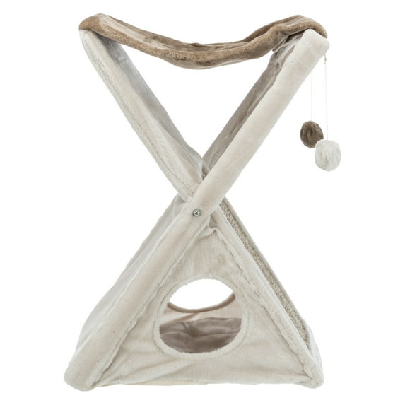 TRIXIE Miguel Fold & Store Plush & Sisal 25.5" Cat Tree, Hammock, Condo, Scratcher, Greige