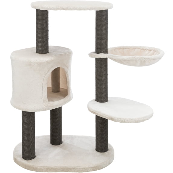 TRIXIE Moriles Plush & Sisal 3-Level 39" Cat Tree with Scratching Posts & Condo, Lt Gray