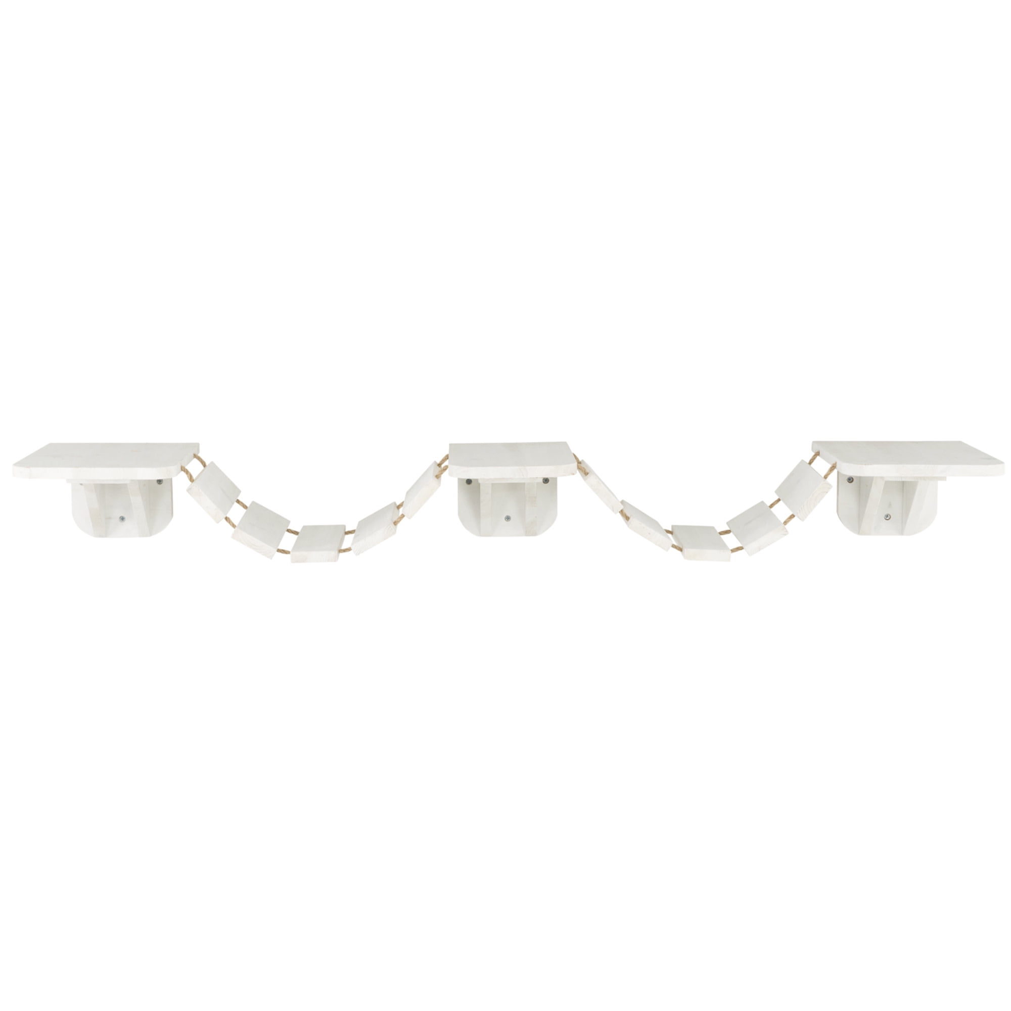 White Wall Mounted Cat Bridge with Sisal Steps