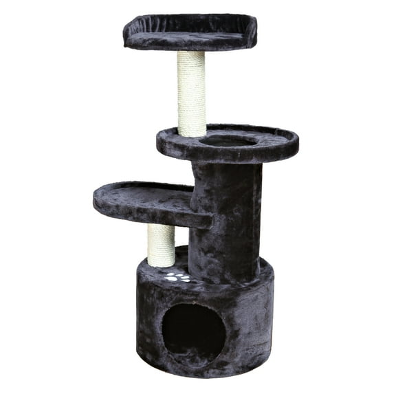 TRIXIE Oveido Plush & Sisal 3-Level 41.3" Cat Tree with Scratching Posts & Condo, Dark Gray