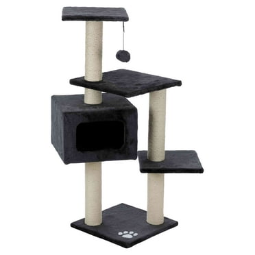TRIXIE Palamos Plush & Sisal 4-Level 43" Cat Tree with Scratching Posts & Condo, Gray