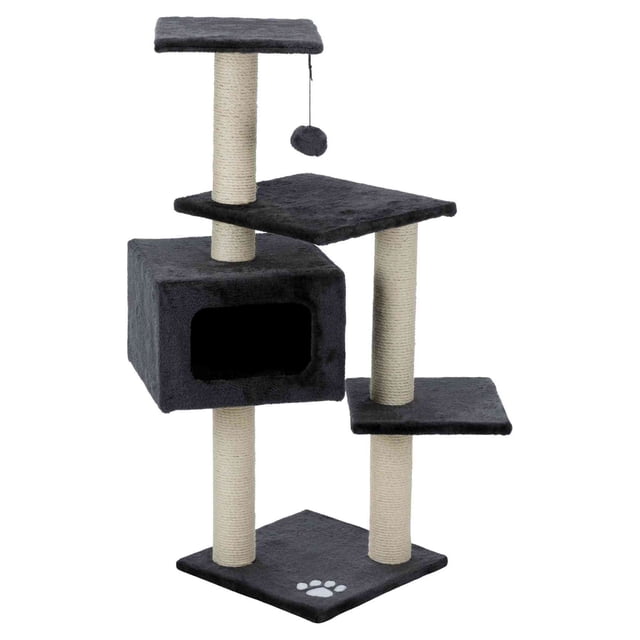 TRIXIE Palamos Plush & Sisal 4-Level 43" Cat Tree with Scratching Posts & Condo, Gray