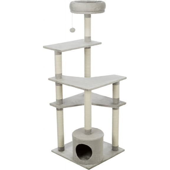 TRIXIE Seli Plush 4-Level 59" Cat Tree with Sisal Scratching Posts, Condo & Cat Toy, Cream