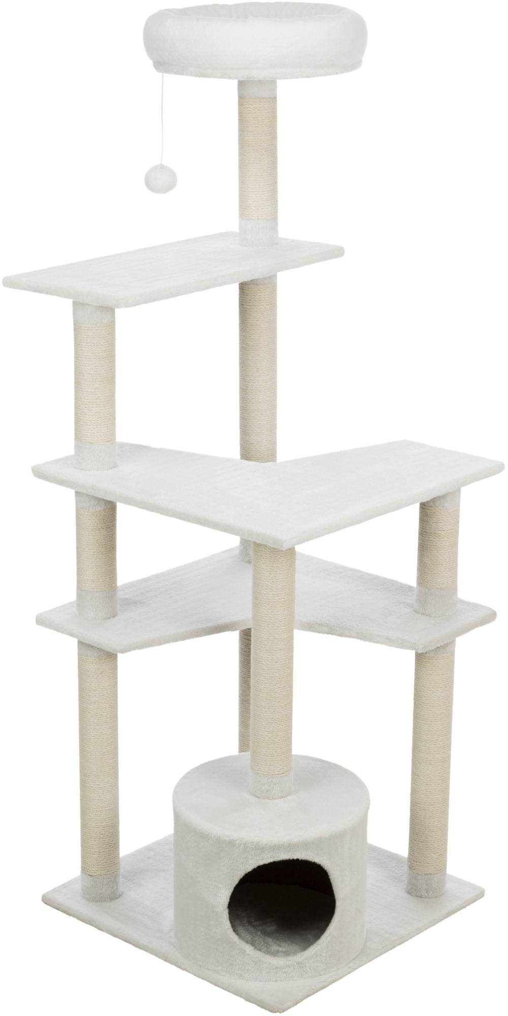 59" Cream Sisal and Wood Freestanding Cat Tree