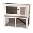 thumbnail image 1 of TRIXIE Single Rabbit Hutch with Run, 2-Story Ramp Flat-Hinged Roof for Rabbits or Guinea Pigs, Gray, 1 of 8