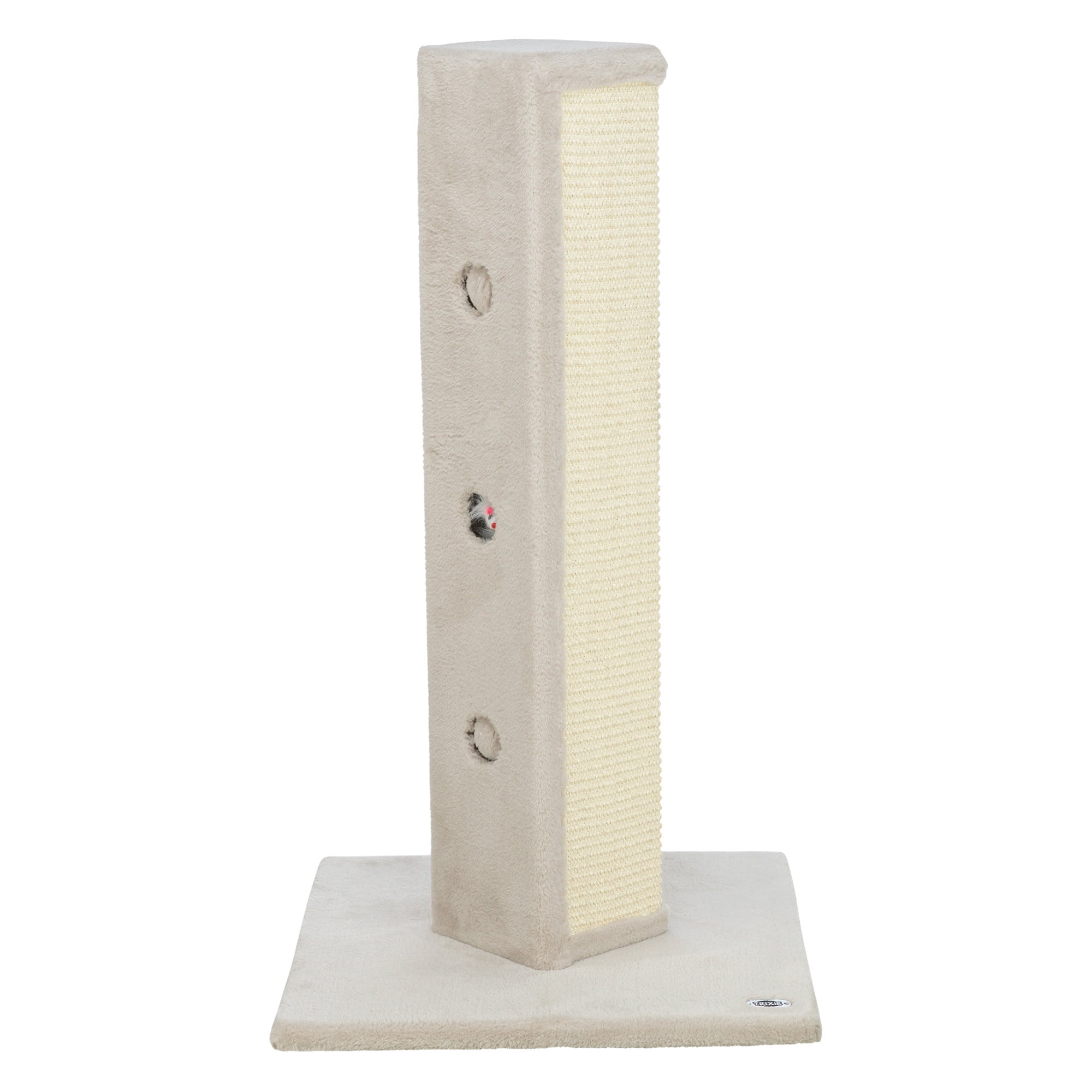 TRIXIE Soria Plush & Sisal 31.5" Square Scratching Posts, Cat Toys for Hunting, Greige