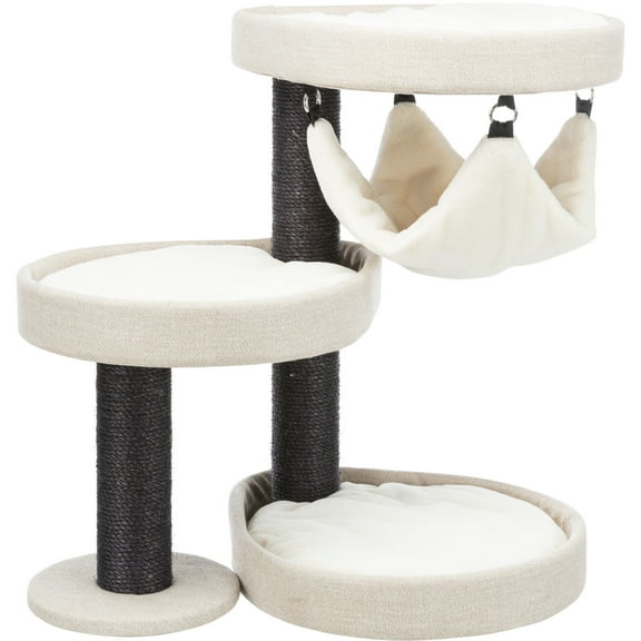 TRIXIE Vidor Plush & Sisal 2-Level 28.3" Cat Tree Scratching Posts Hammock Cushions Cream