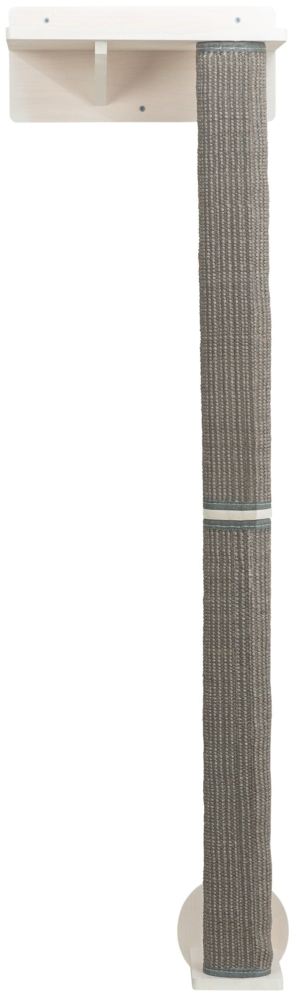 Wall Mounted Gray and White Sisal Cat Scratching Post with Perch